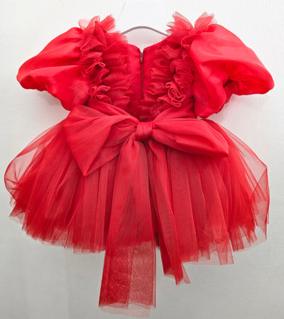 Red Ruffle Elegant Festive Dress