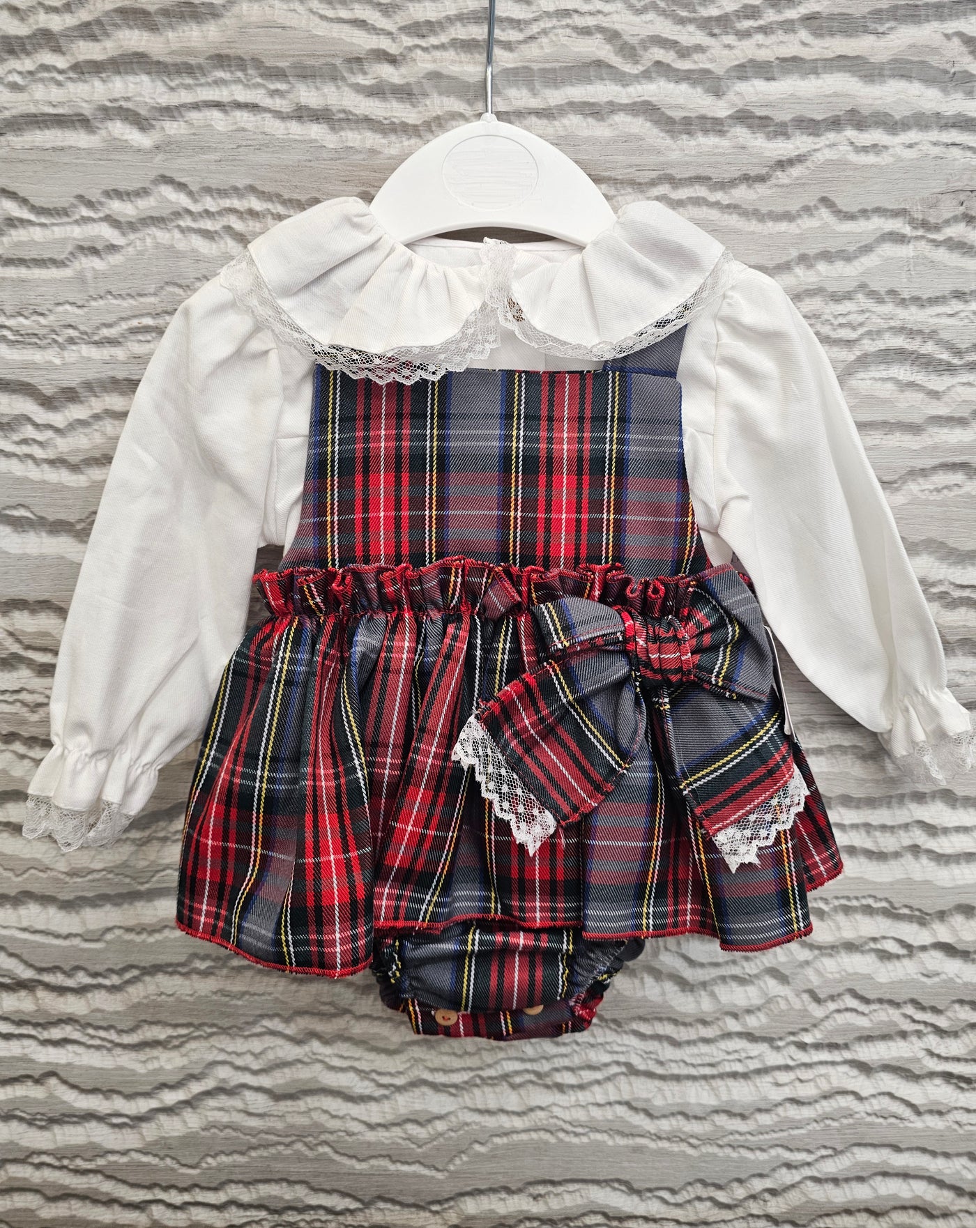 Chic Charm Girls' Plaid & Lace 2-Piece Cotton Set