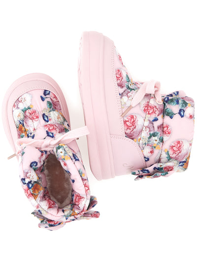 Monnalisa Girl's Pink Boots with Floral Print and a Bow