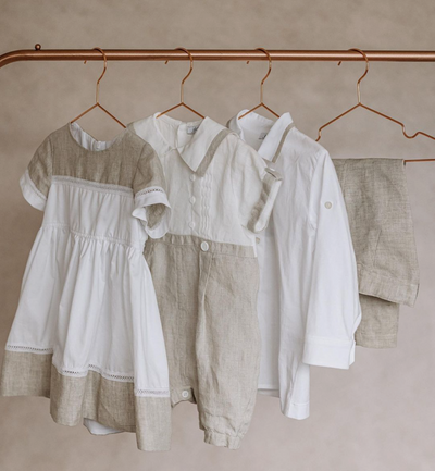 Cream and Ecru Linen Dress