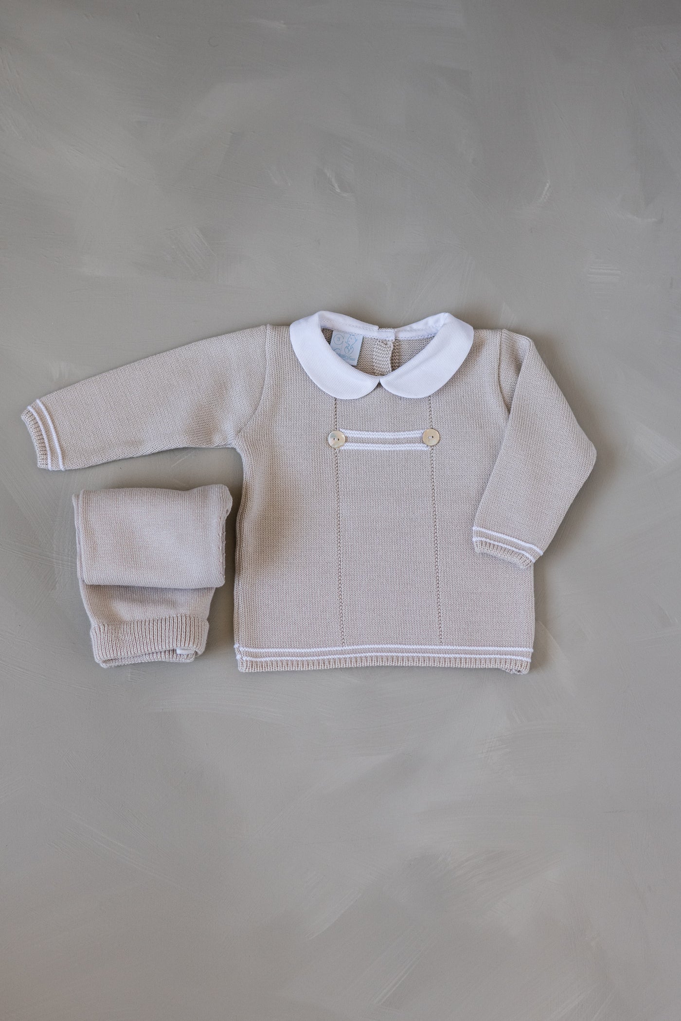 Baby Boy's Knitted Light Beige 2-Piece Set