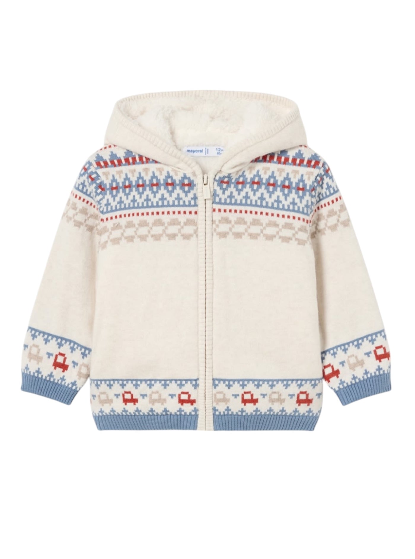 Baby Lined Knit Zip Ivory Cardigan by Mayoral