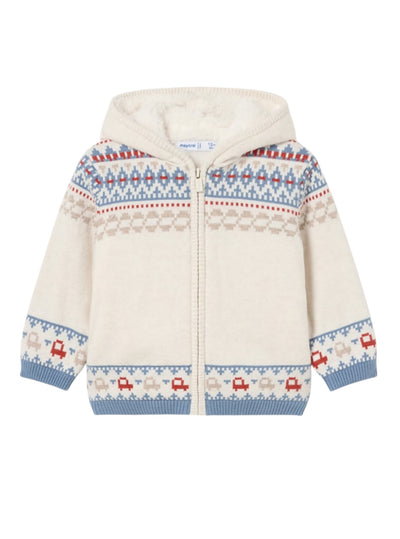 Baby Lined Knit Zip Ivory Cardigan by Mayoral