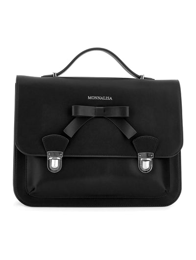 Girls Black Leather Satchel