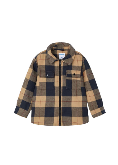 Mayoral Boys' Plaid Zip-Up  Toffee Jacket
