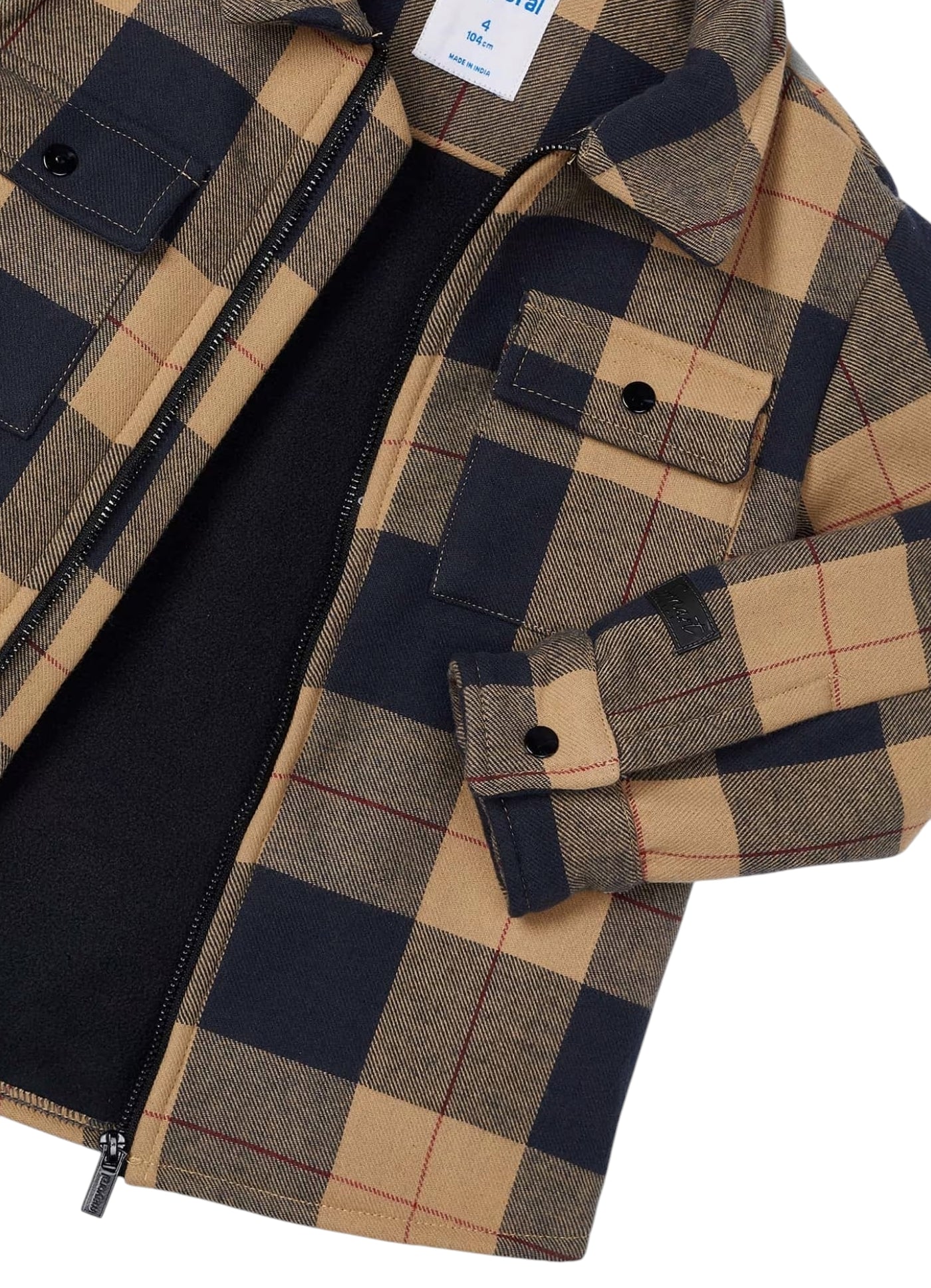 Mayoral Boys' Plaid Zip-Up  Toffee Jacket