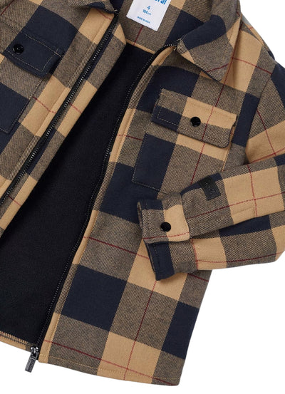 Mayoral Boys' Plaid Zip-Up  Toffee Jacket