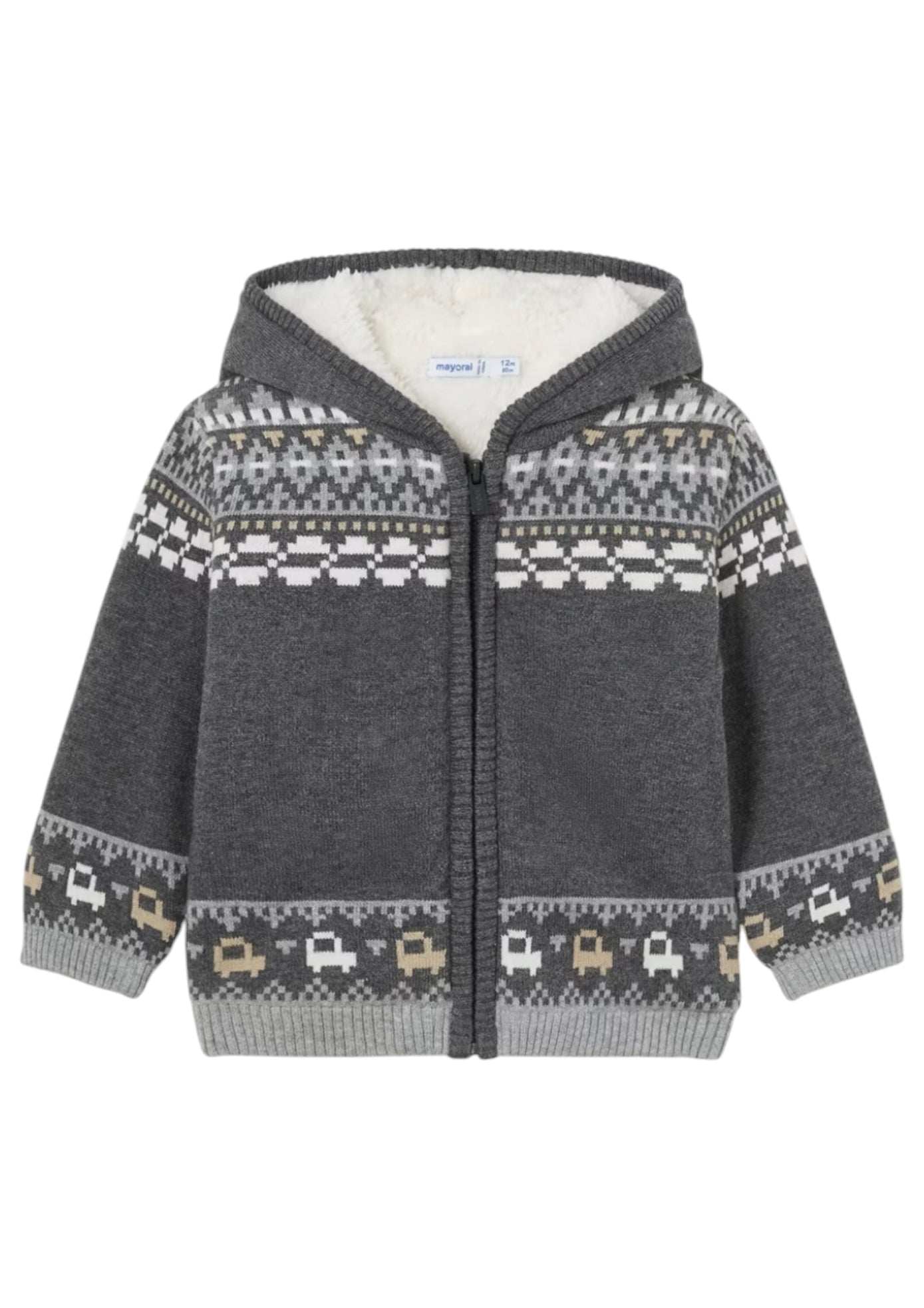 Baby Lined Knit Zip Grey Cardigan by Mayoral