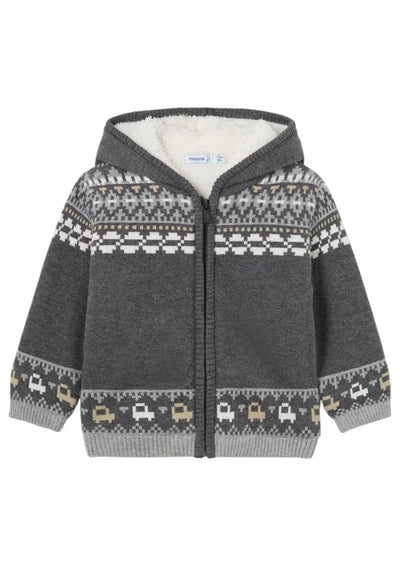 Baby Lined Knit Zip Grey Cardigan by Mayoral