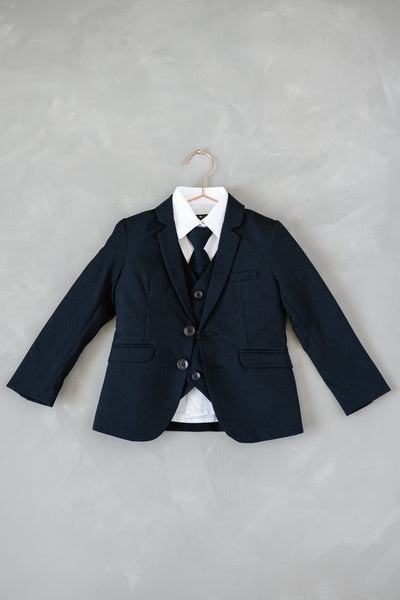Boys Suit 5-Piece Set in Navy Blue Color