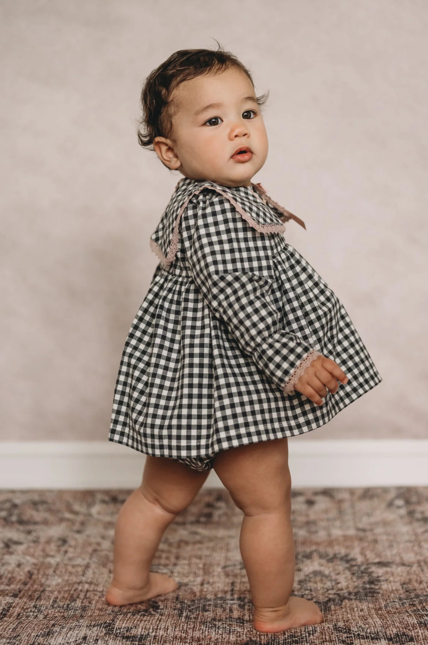 Checkered Print Baby Dress