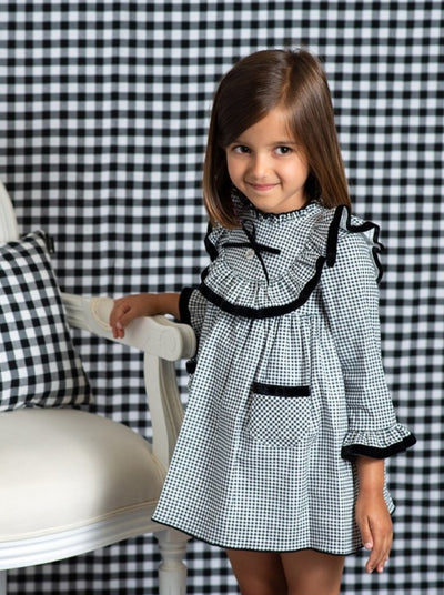 Classic Houndstooth Ruffle Dress