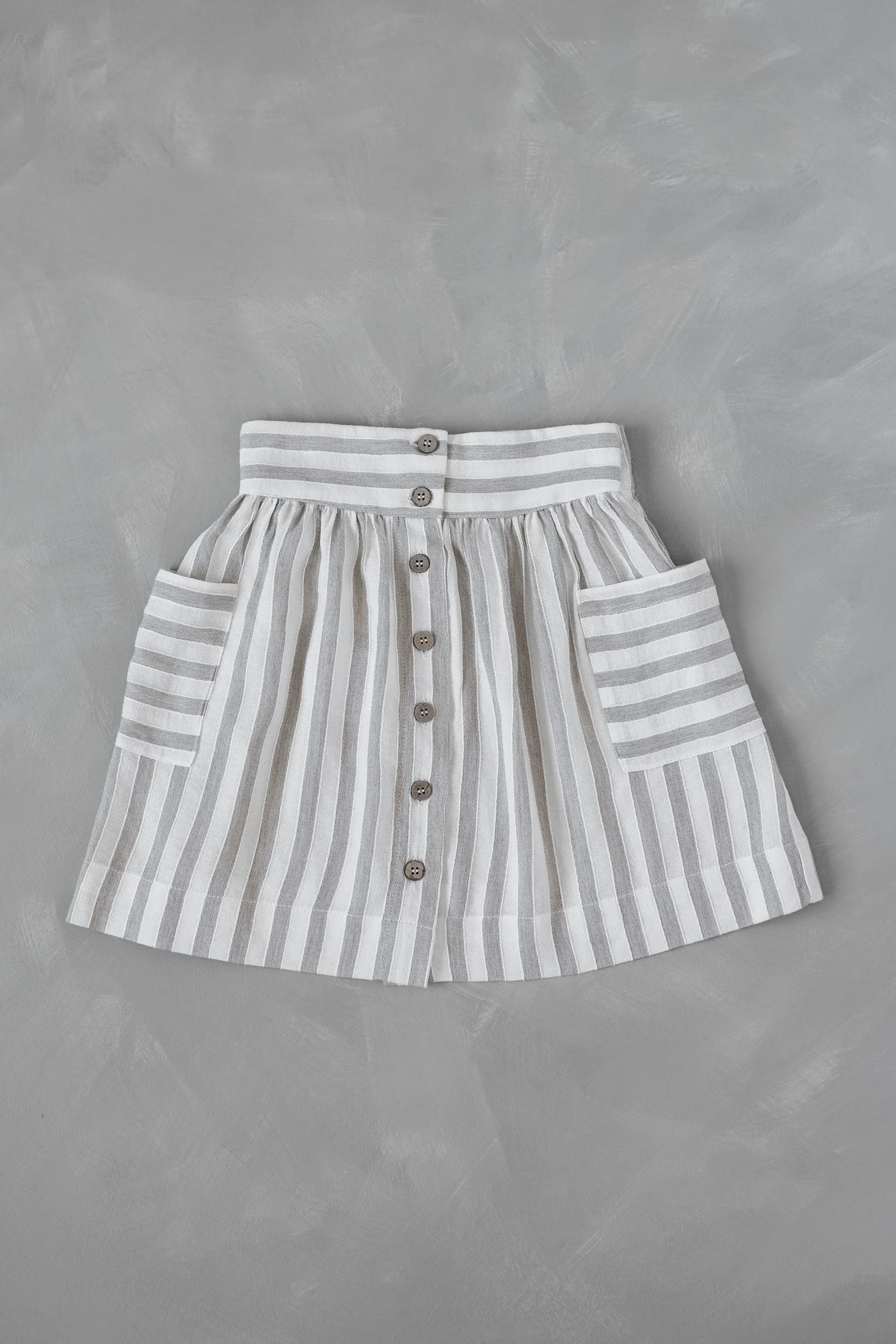 Striped Button Skirt Beige