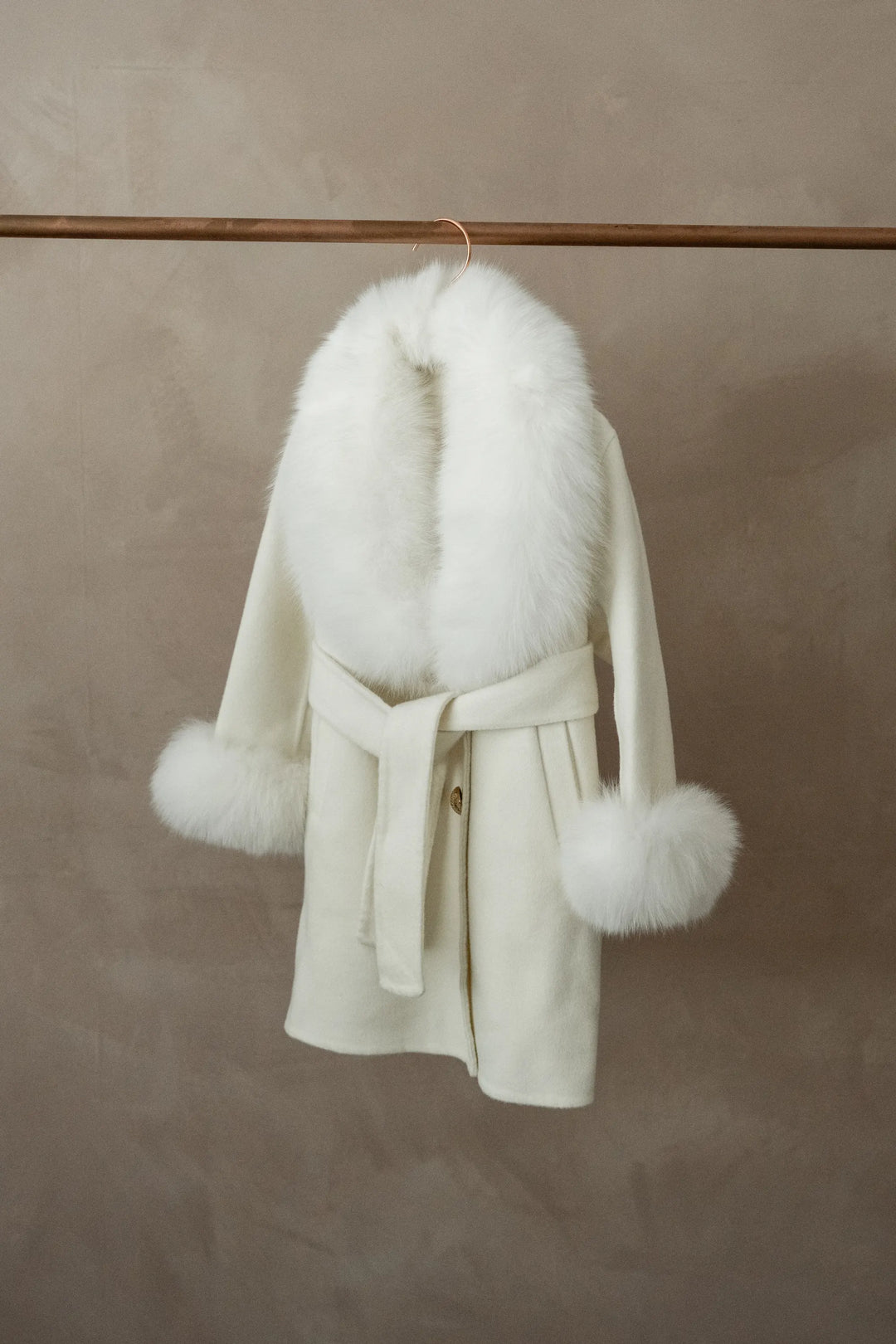 IVORY WOOL COAT with attachable NATURAL FOX FUR – MINI ME AND MAMA