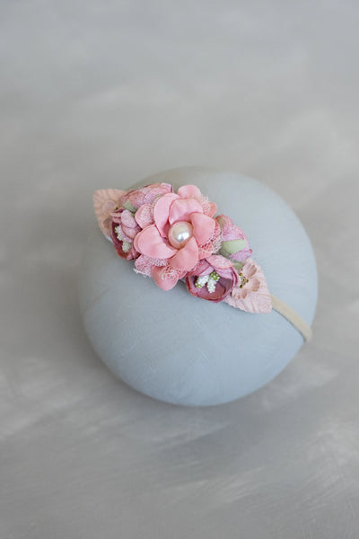 Baby Girl  Elastic Flower Pink Headband