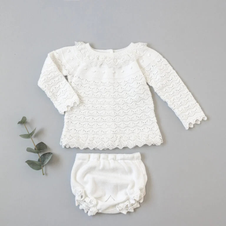 Knitted Lace Ivory Sweater and Bloomers