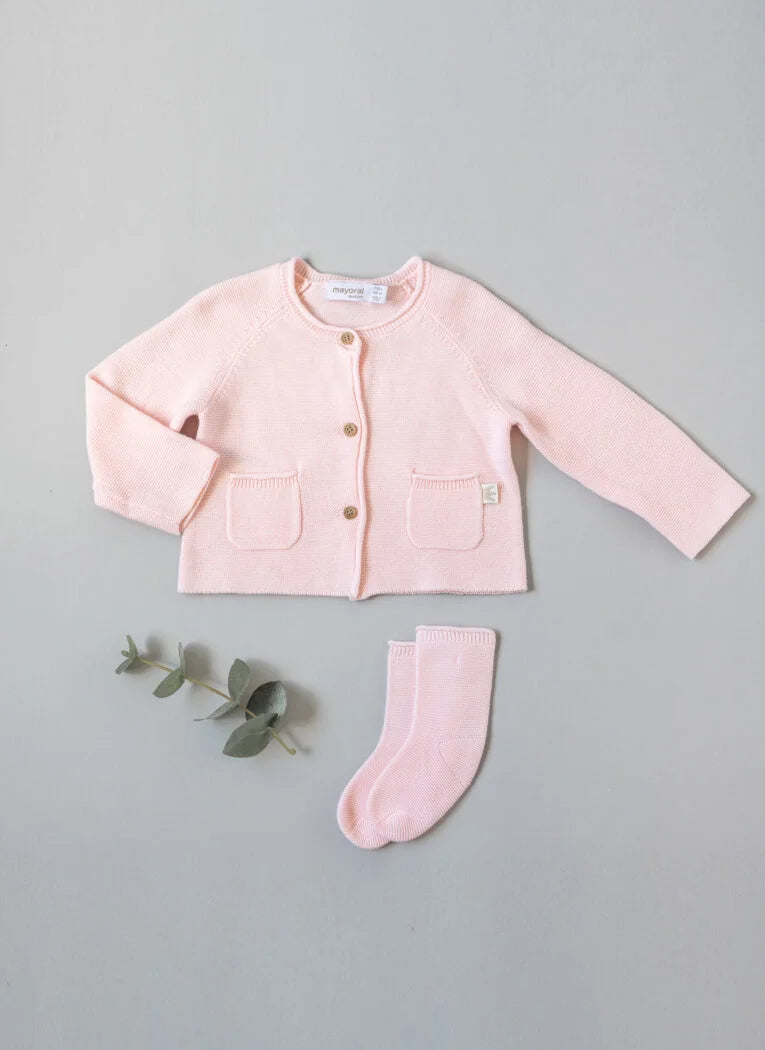 Knitted Rosa Baby Cardigan and Socks