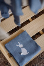 Pastel Blue Knitted Bunny Blanket (85 sm)