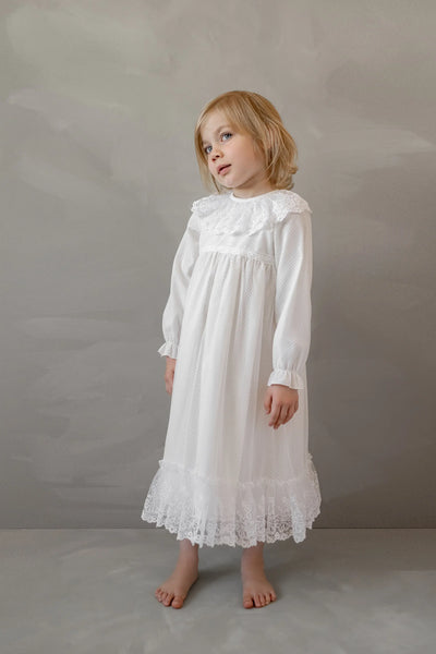 Whispering Elegance: Vintage Bloom Off-White Lace Dress