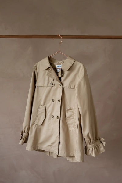 Pleated Back Cotton Trench Beige