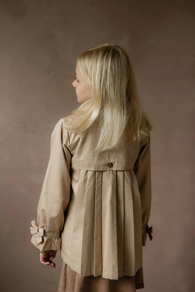 Pleated Back Cotton Trench Beige