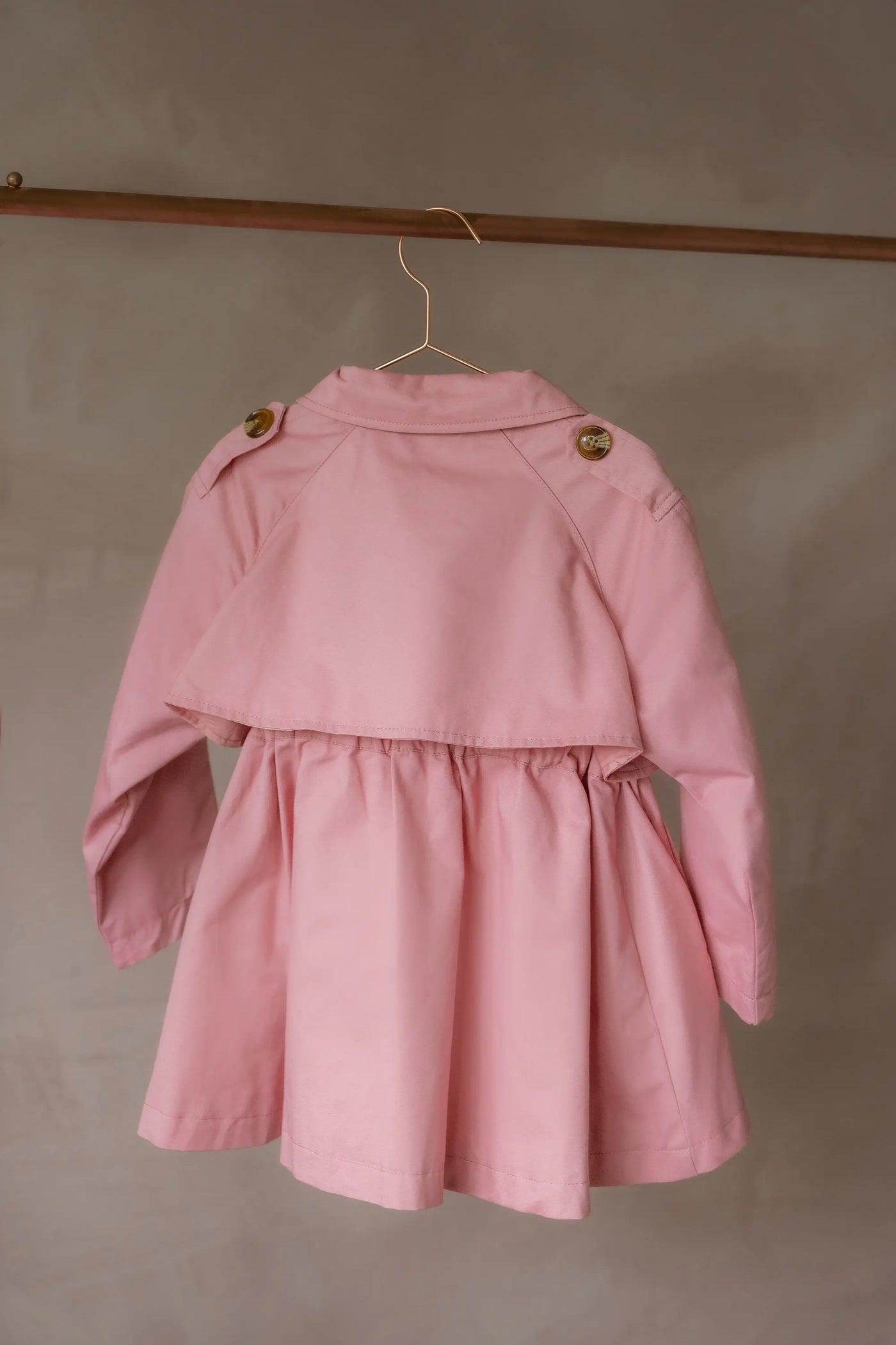 Girls Pink Cotton Trench Coat
