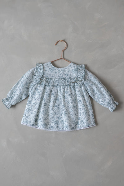 Floral Ruffle Top Blue