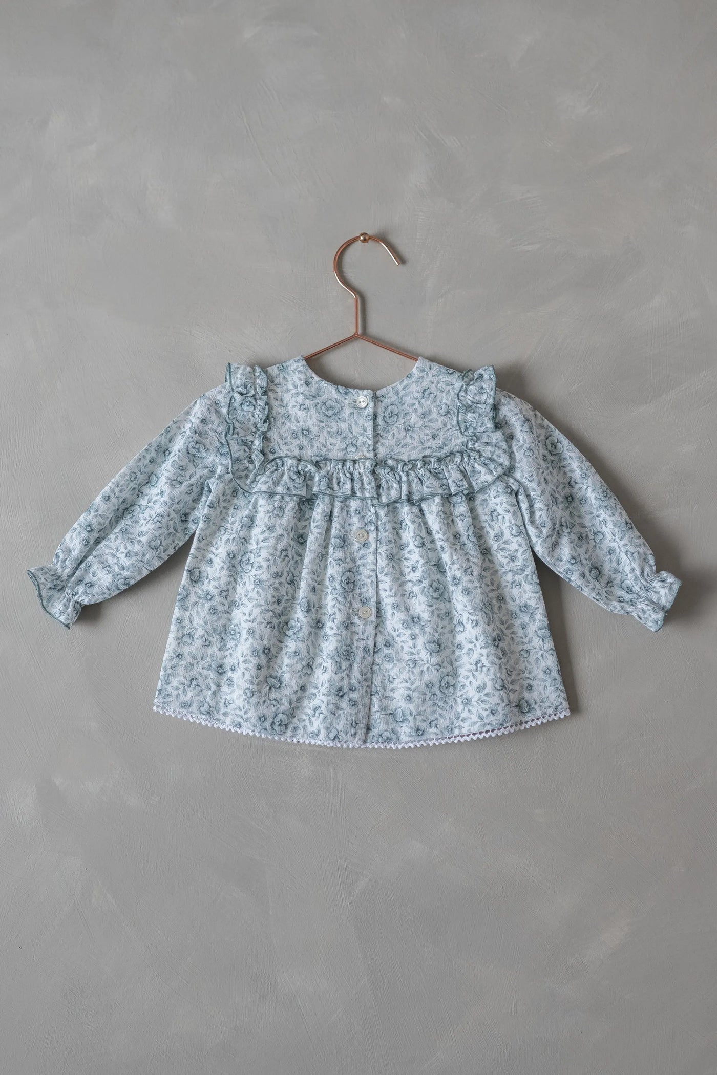 Floral Ruffle Top Blue
