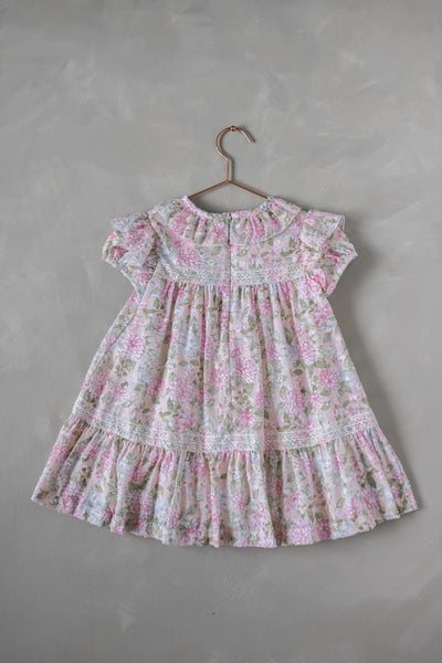 Floral Lace Cotton Dress with Hat