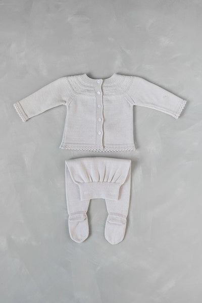 Beige Bunny Knit Babygrow Set