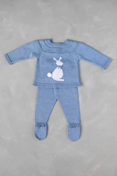 Blue Bunny Knit Babygrow Set