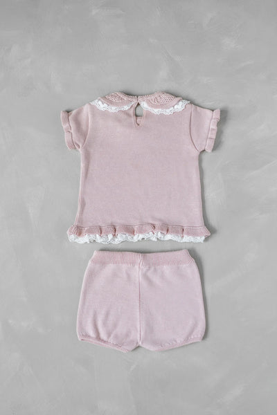 Girls Knitted Top and Shorts Rosa Palo
