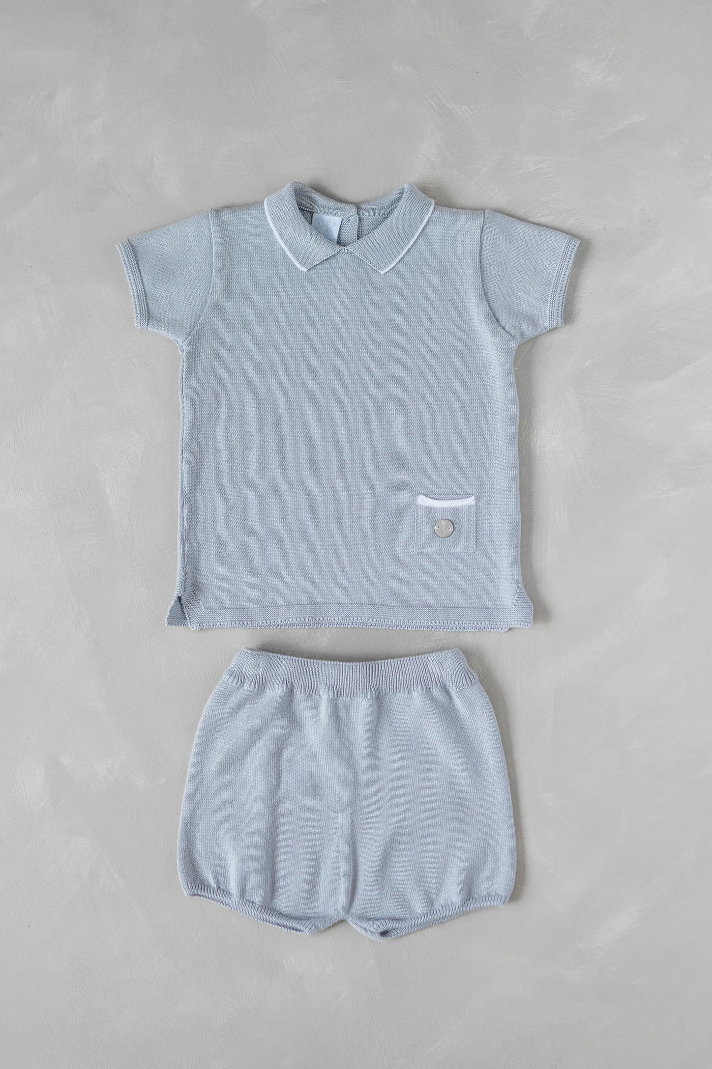 Boys Knitted Top and Shorts Light Grey