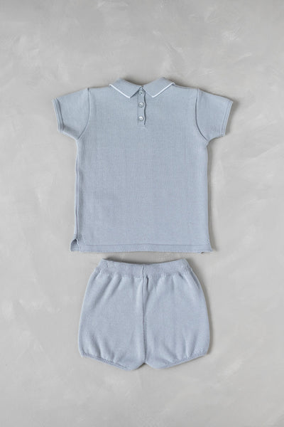 Boys Knitted Top and Shorts Light Grey