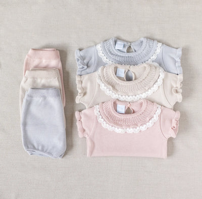 Girls Knitted Top and Shorts Rosa Palo
