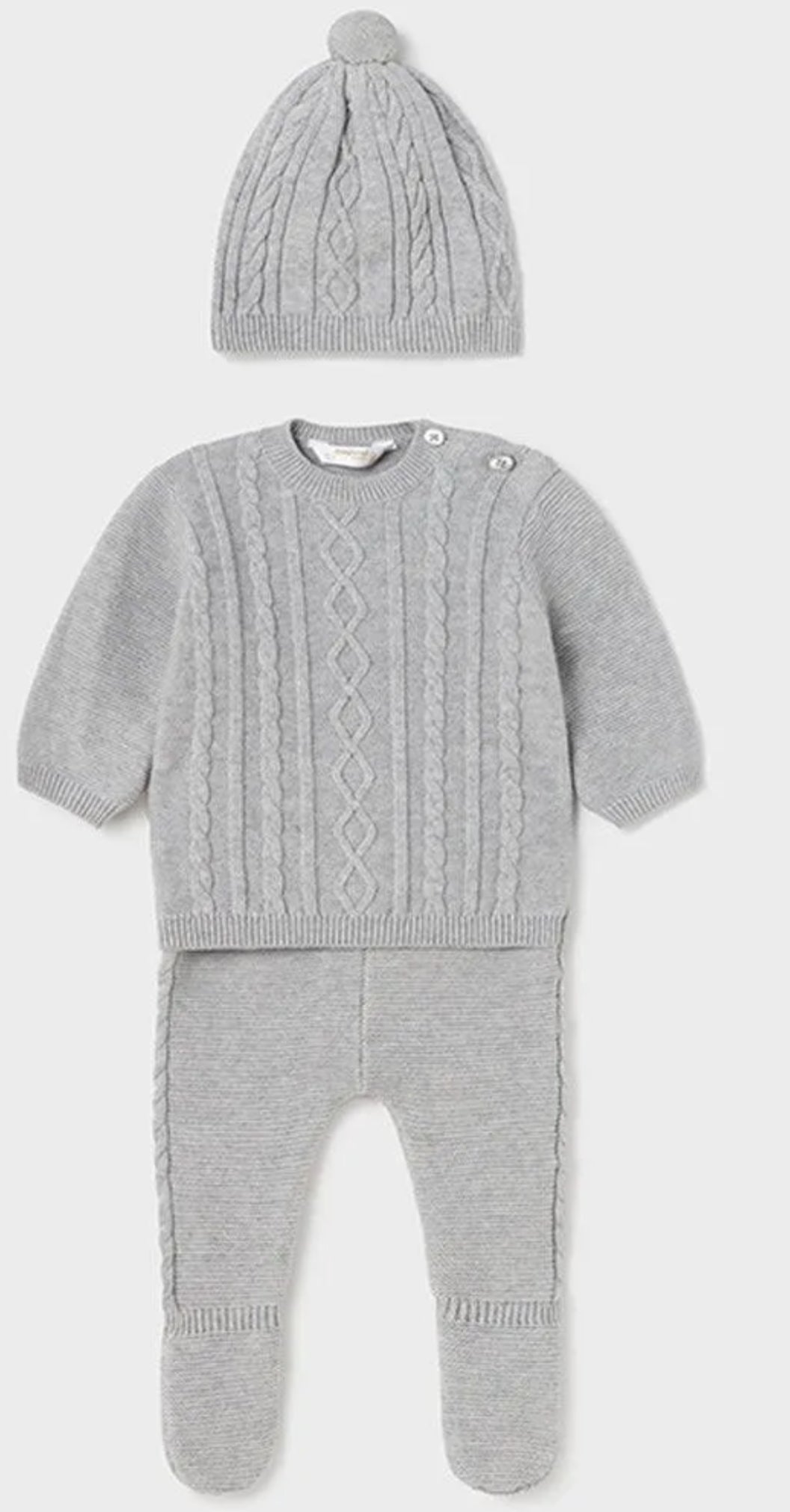Knitted Baby's Light Gray 3-Piece Set Organic Cotton