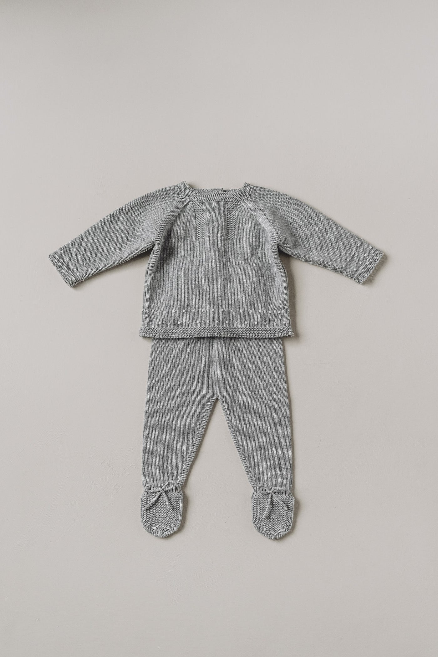 Knitted Light Gray Baby's 2-piece Set