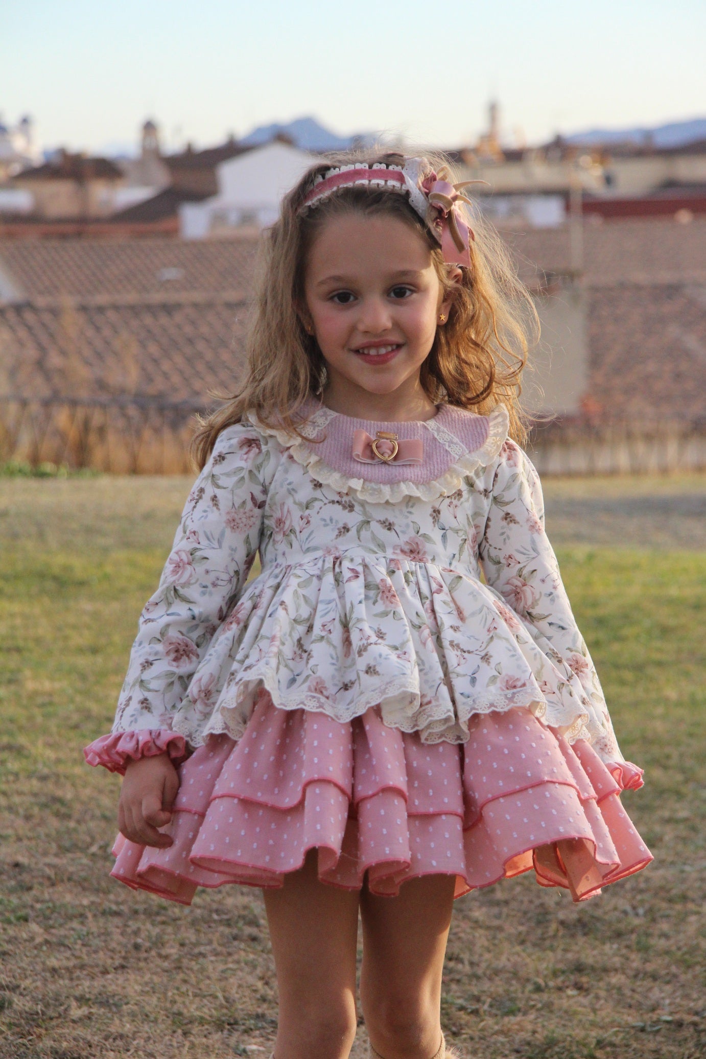 Floral Cascade Ruffle Dress