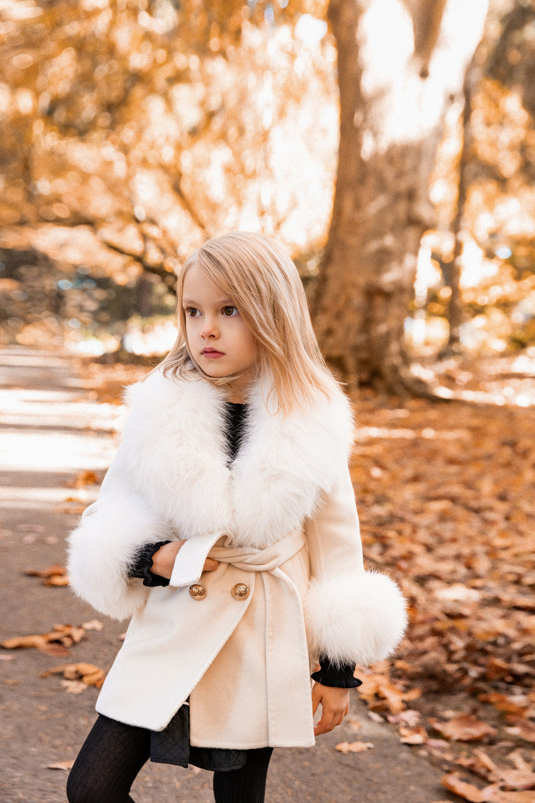 IVORY WOOL COAT with attachable NATURAL FOX FUR – MINI ME AND MAMA
