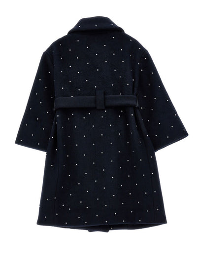 Monnalisa Navy Blue Coat with Rhinestones