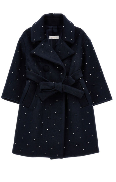 Monnalisa Navy Blue Coat with Rhinestones