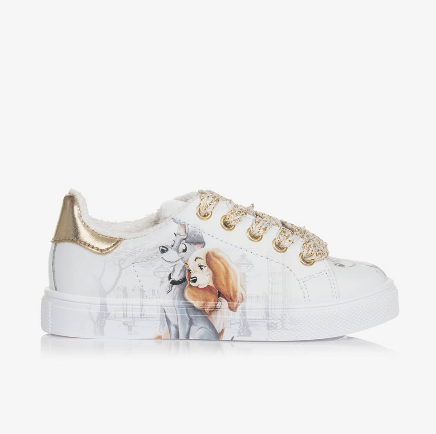 Girls White Leather Lady and the Tramp @Disney Sneakers by Monnalisa