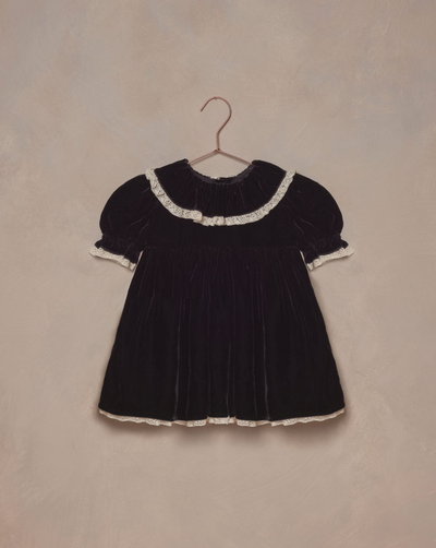 Velvet Black Dress with a Lace Trim