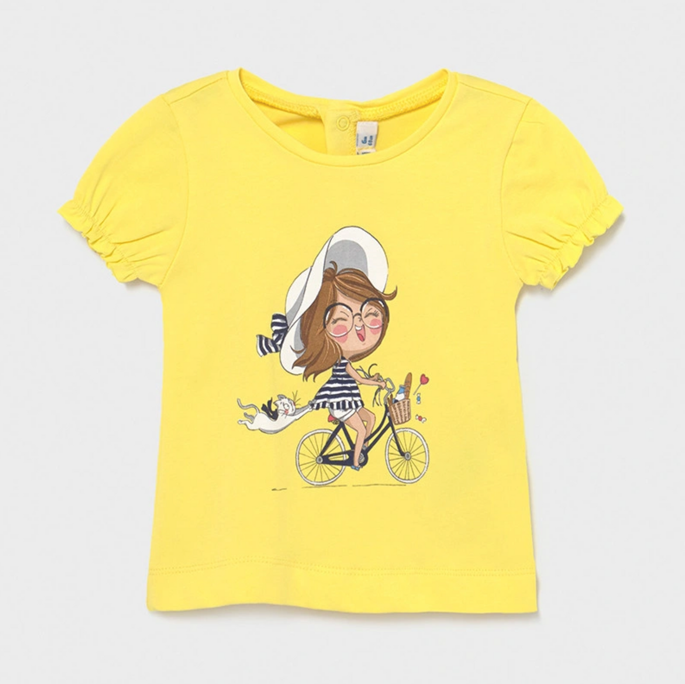 Cotton Baby Girl's T-shirt in Yellow with Print