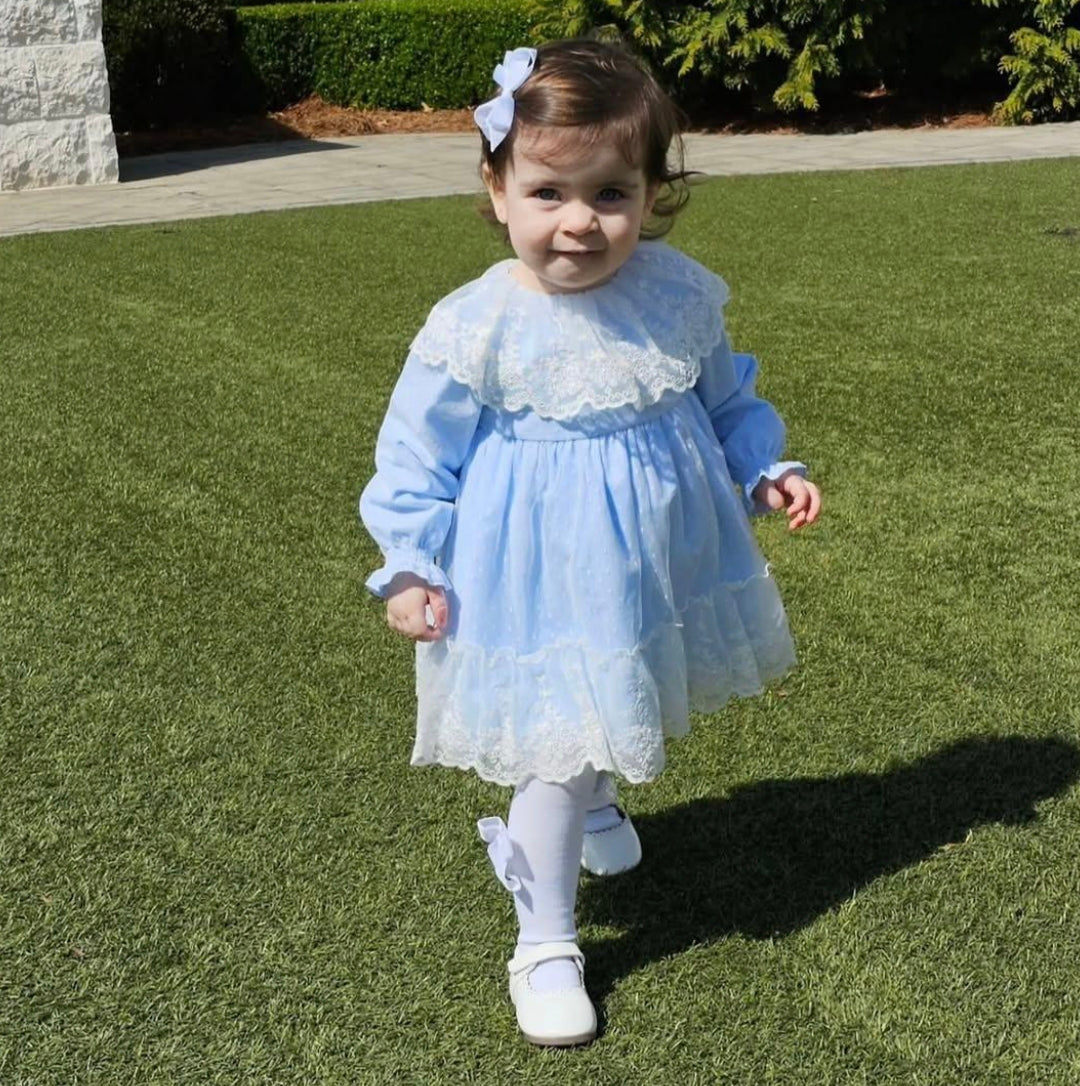 whimsical blue dress Lace Elegance Light 6 Months M Model Measurements 9-12 months CAMO Colors:Mossy Oak INFINITY Long Sleeve Little Black
