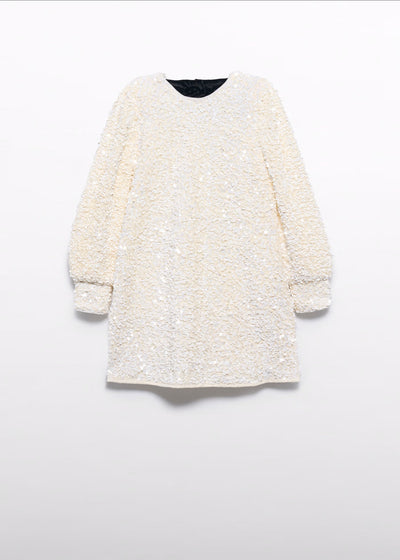 Cream A-Line Sequin Dress by Abel and Lula