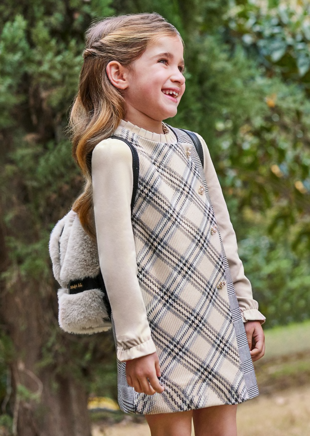 plaid pinafore mini dress Plaid V-Neck Mini Pinafore Dress