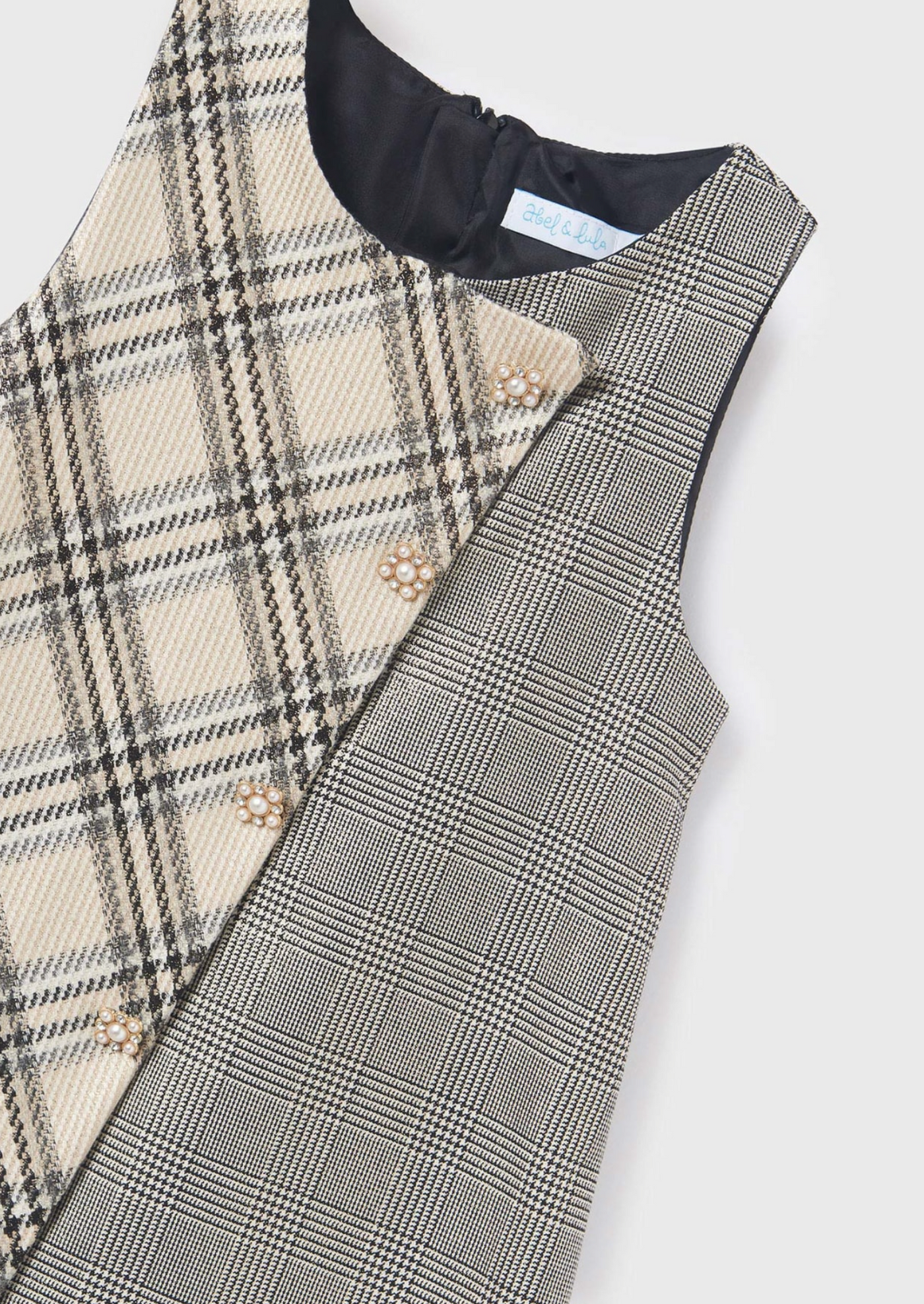 grey plaid pinafore dress Handmade Wool Pinafore Dress Gray Sleeveless Midi