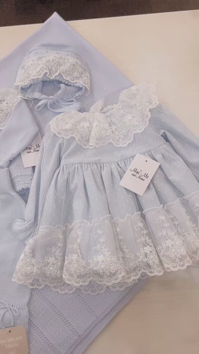 Whimsical Lace Elegance Light Blue Dress