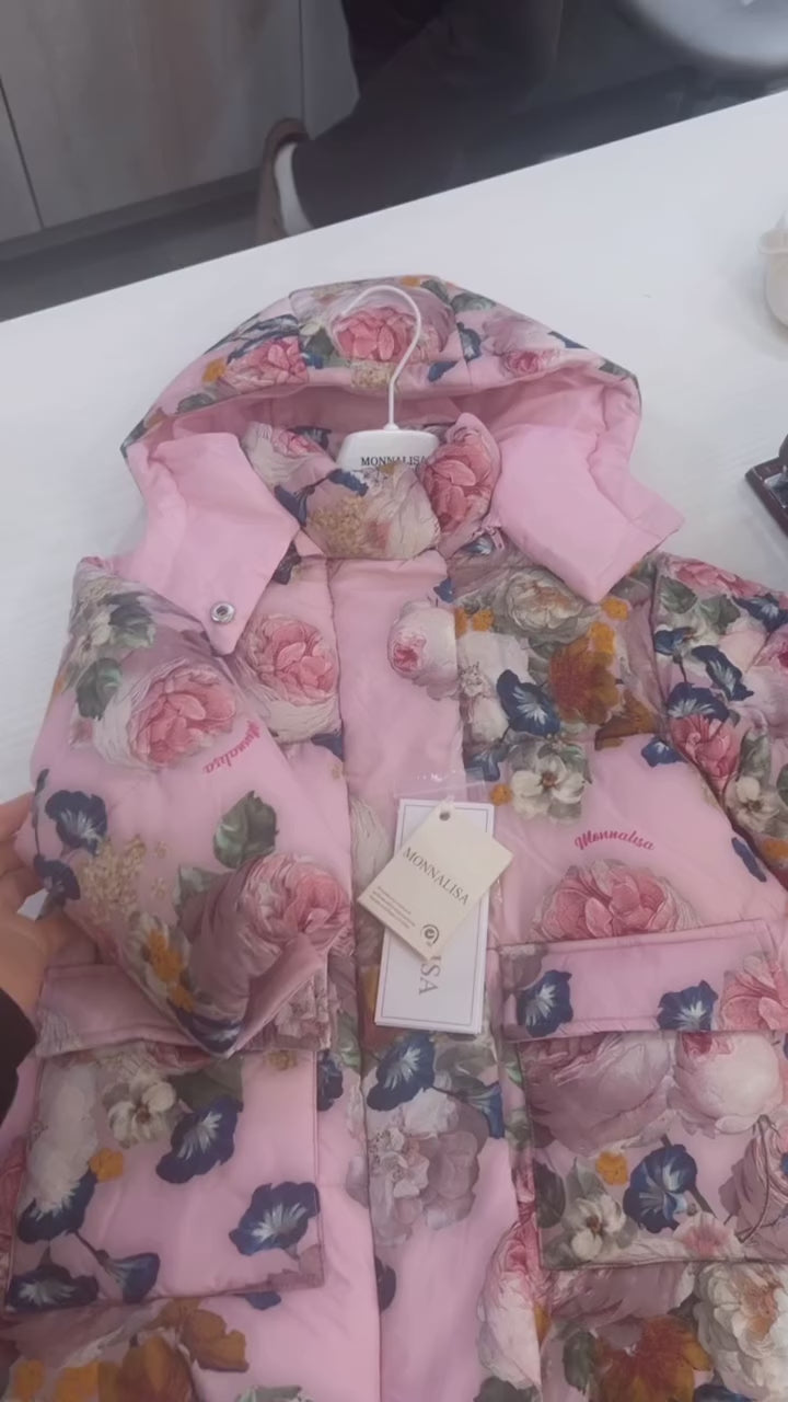 Baroque Rose Padded Jacket by Monnalisa